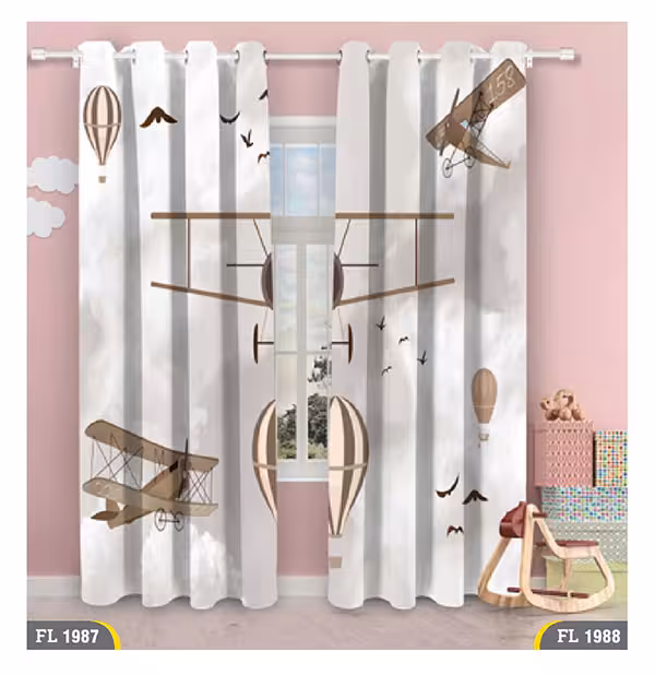 پرده کودک طرح هواپیما و بالن کد FL1988