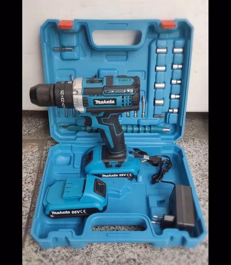 دریل شارژی پیچ گوشتی شارژِی 48 ولت چکشی سه نظام فلزی طرح ماکیتا مدل 48mb