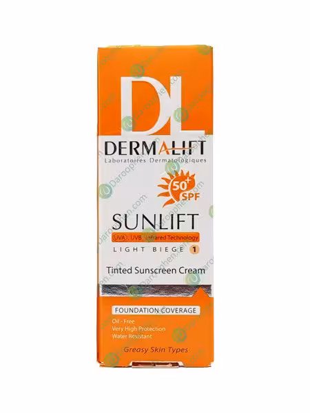 کرم ضد آفتاب رنگی درمالیفت مدل SPF50 پوست خشک (بژ روشن) – Dermalift