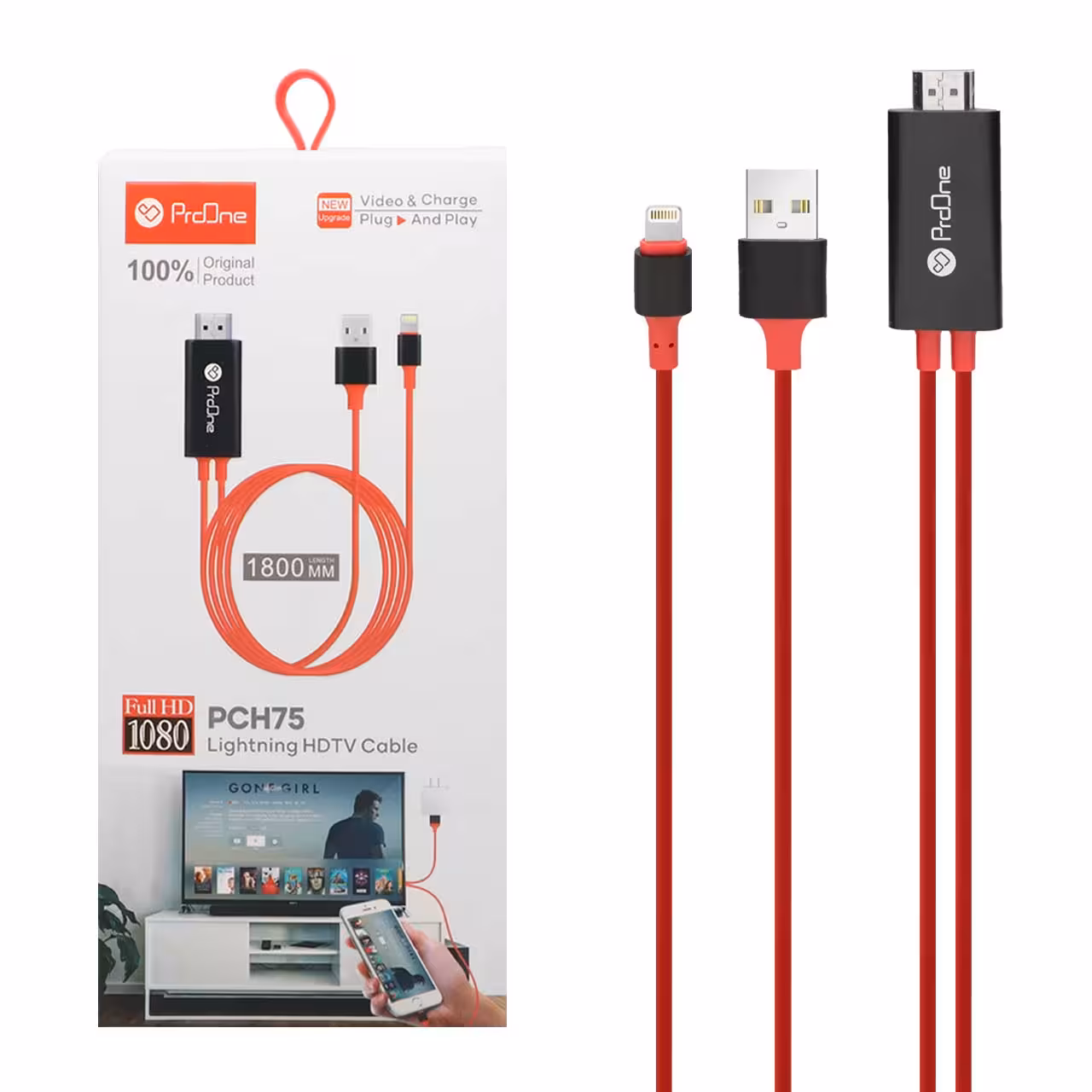 کابل ProOne HDMI 2 in 1 مدل PCH75(OT-7575S)-قرمز مشکی