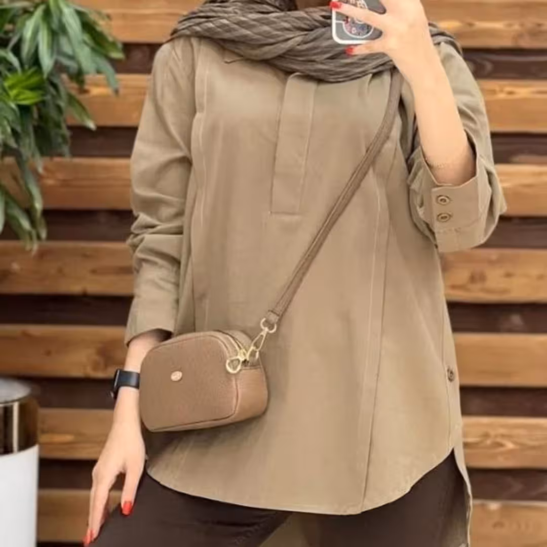 مانتو جلو بسته بغل دکمه پارچه لینن آنزیم شده جذاب و شیک و مخصوص روزای گرم تابستون