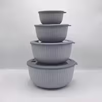 ست کاسه 4 عددی درب سیلیکون طوسی کمرنگ هوبی لایف 031356