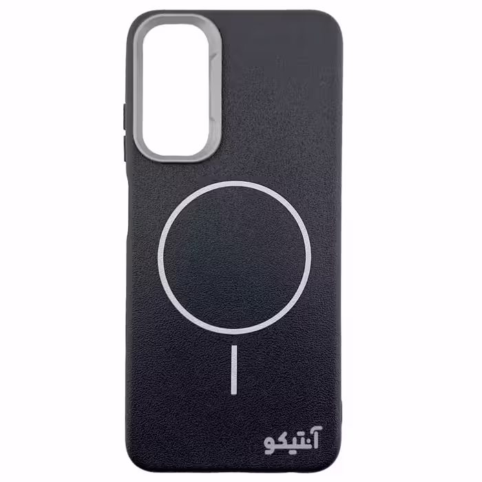 قاب Samsung A05s مدل TPU لنز متال طرح چرم و مگ سیف-رنگ مشکی