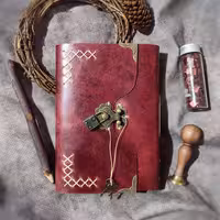 دفتر قفلدار با چرم طبیعی زرشکی ابعاد 16 در 11 ، صد برگ