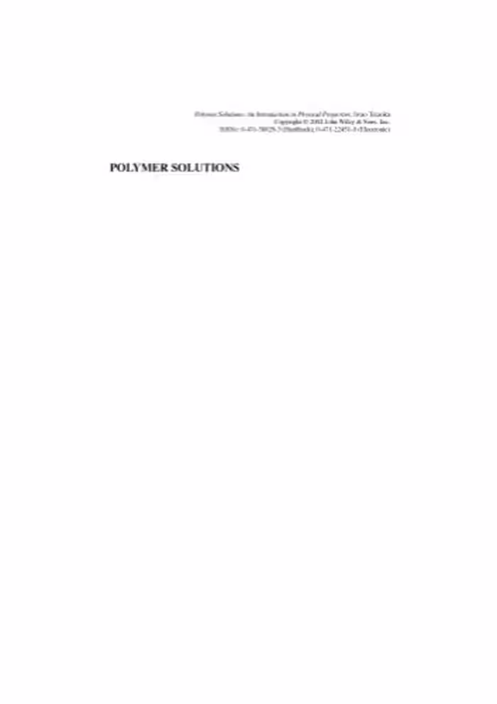 خرید و دانلود نسخه کامل کتاب Polymer Solutions: An Introduction to Physical Properties