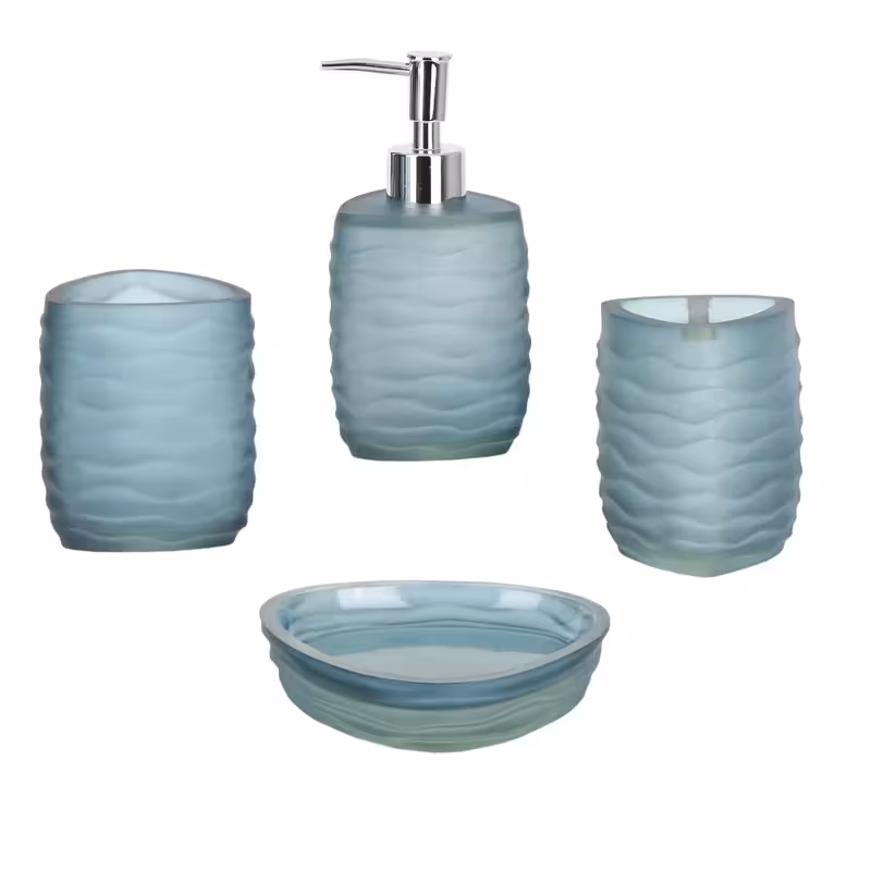 ست سرویس بهداشتی 4 پارچه دلفین مدل موج ابی