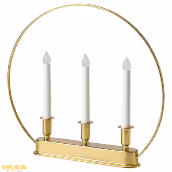 شمعدان با LED 3 بازو برنجی مدل STRÅLA | برند ایکیا | ارسال 30روز کاری