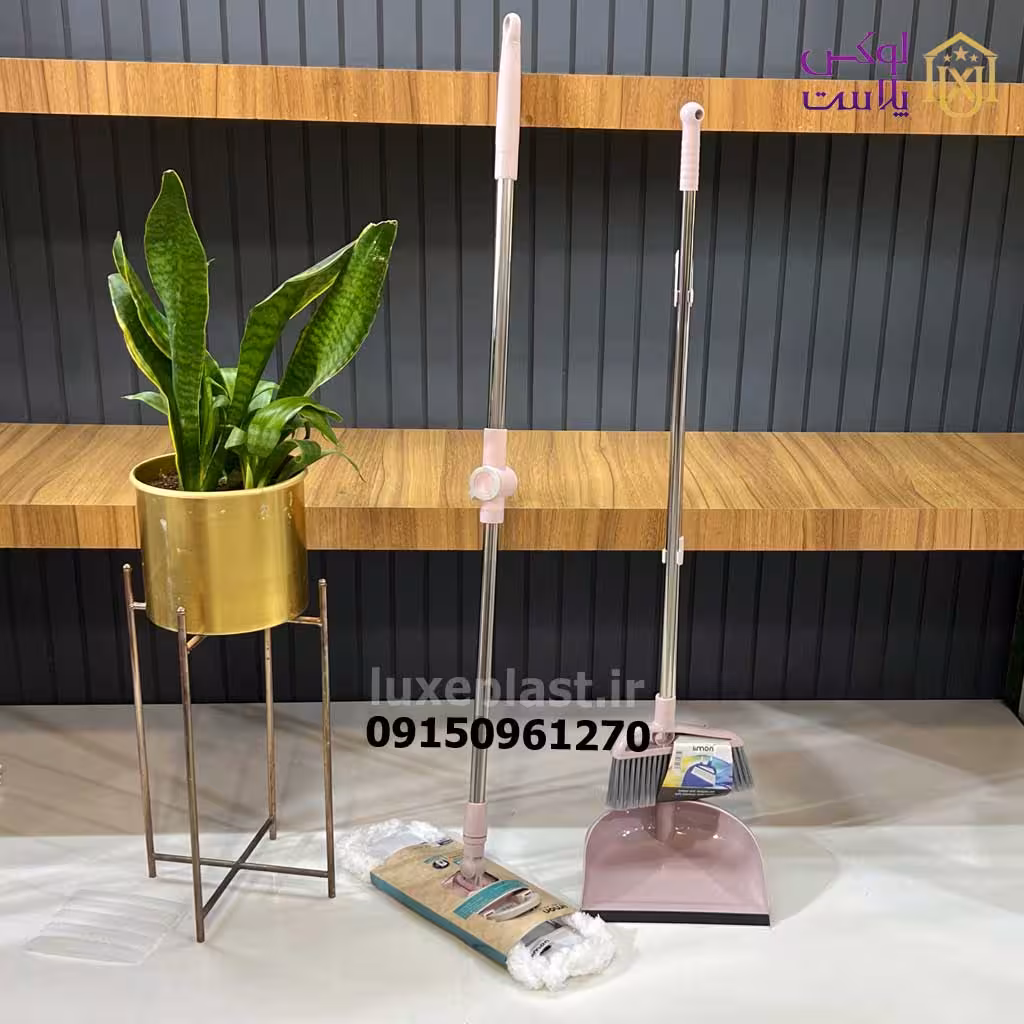 ست طی میکروفایبر و جارو خاک انداز دسته بلند ساده