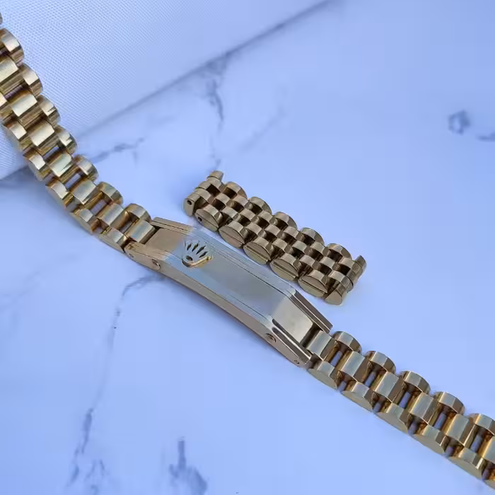 ست دستبند و انگشتر طلایی رولکس استیل