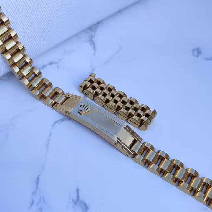 ست دستبند و انگشتر طلایی رولکس استیل