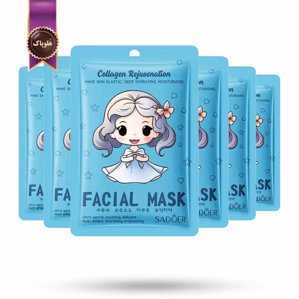 6 عدد ماسک صورت ورقه‌ ای سادور SADOER مدل کلاژن Collagen پک 1 عددی (اورجینال)