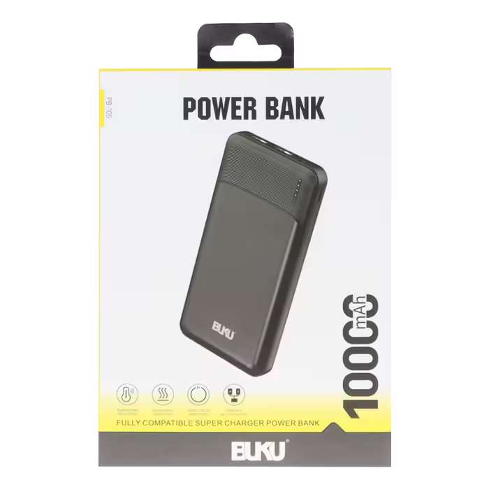 پاوربانک فست شارژ BUKU ظرفیت 10000 میلی آمپر ساعت مدل PB-105، توان 12 وات