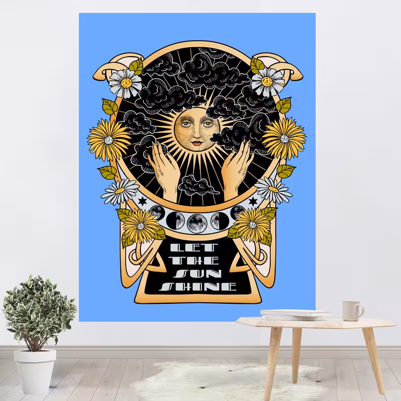 پوستر پارچه ای مدل بکدراپ خورشید کد 0012