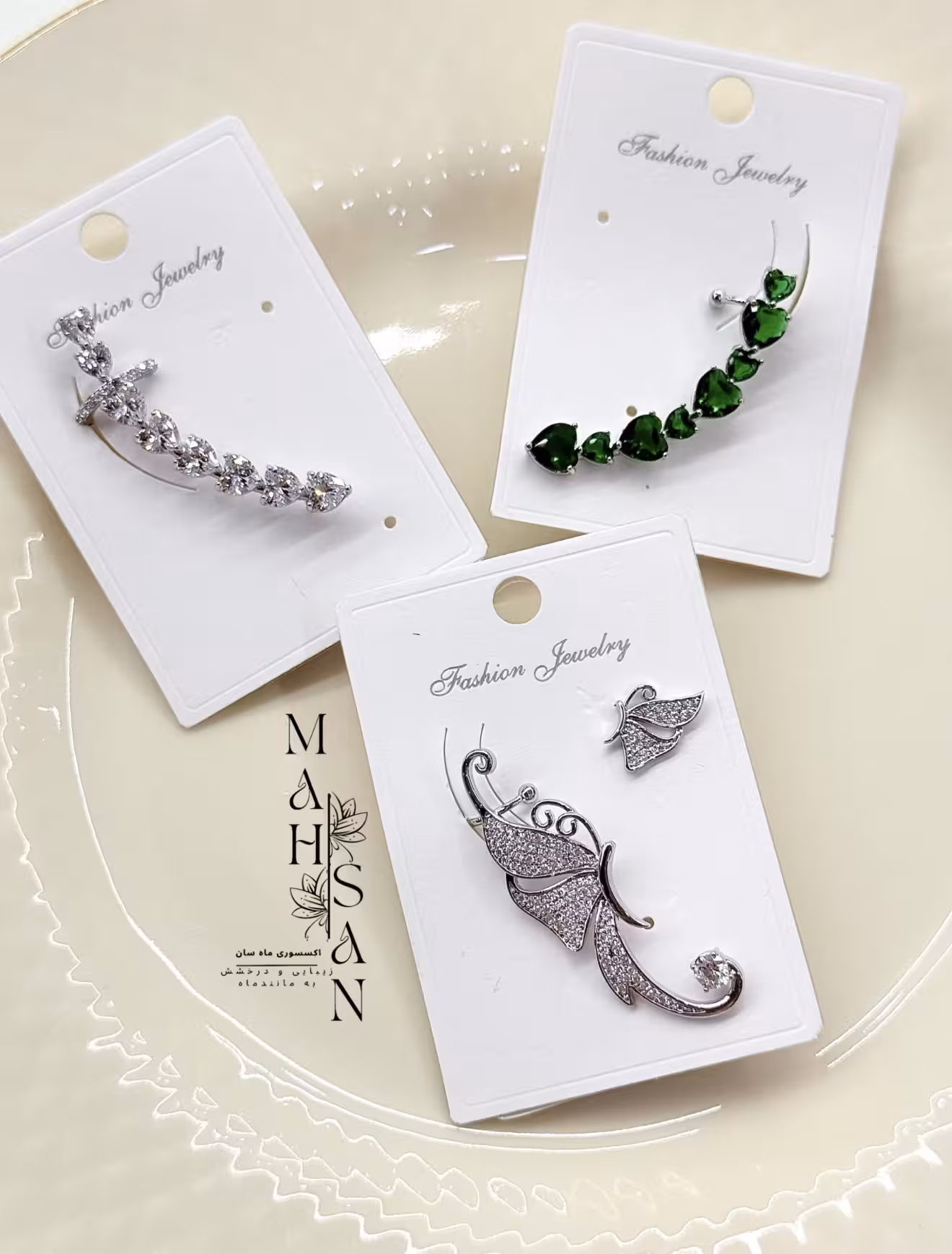 گوشواره ایرکاف پروانه جواهری کد XUY2130 طرح ویژه ترب