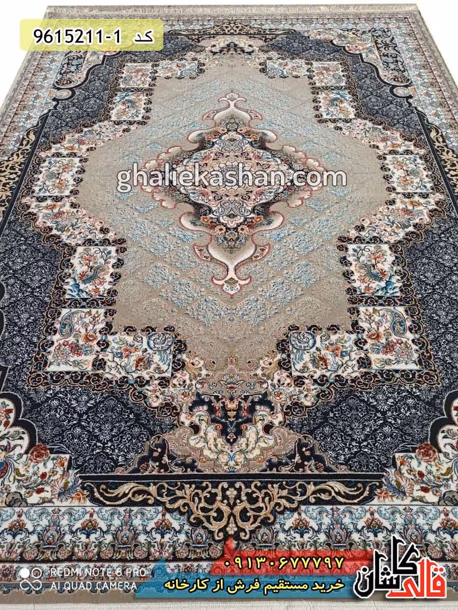 فرش طرح 700 شانه خشتی طرح چشمه زمینه فیلی کاشان