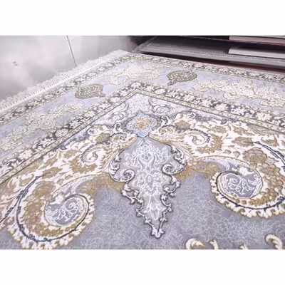 فرش ماشینی زمرد مشهد مدل پرهام زمینه دودی