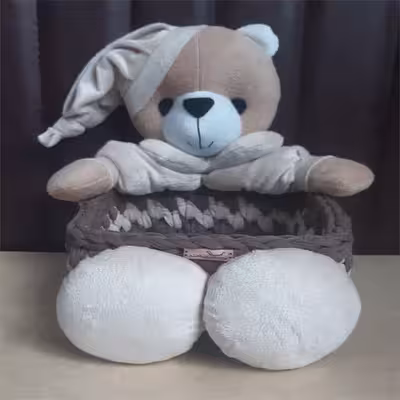 سبد قلاب بافی تریکو مدل خرسی کد 15 مجموعه 3 عددی