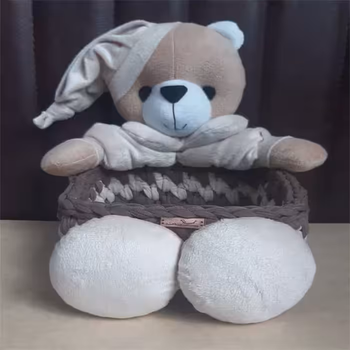 سبد قلاب بافی تریکو مدل خرسی کد 15 مجموعه 3 عددی