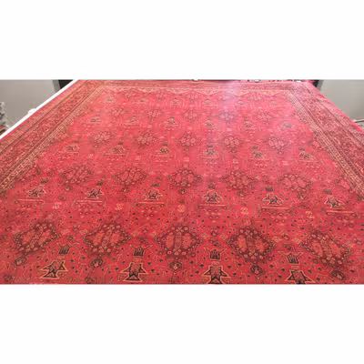 فرش ماشینی زمرد مشهد مدل کهنه نما زمینه لاکی