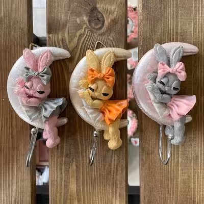 آویز حوله آشپزخانه مدل خرگوش و ماه