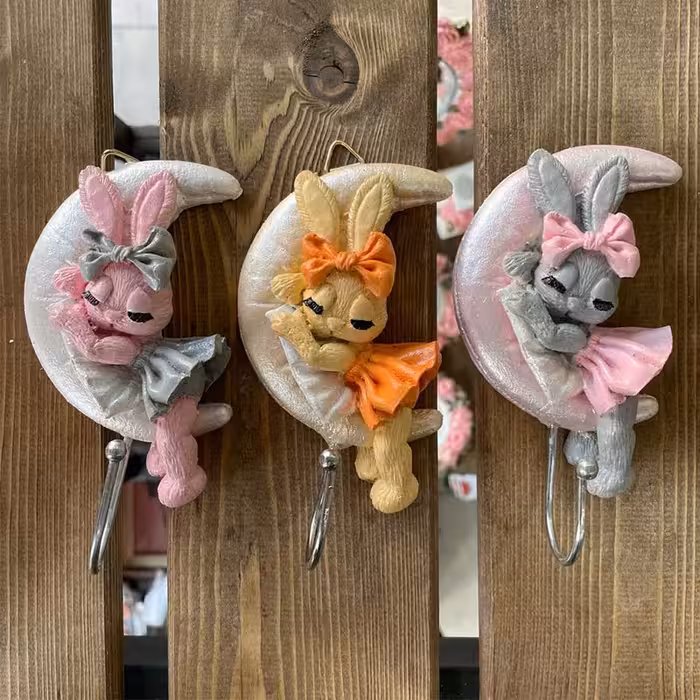 آویز حوله آشپزخانه مدل خرگوش و ماه