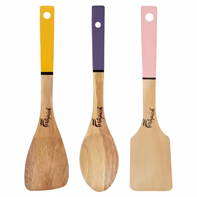   سرویس کفگیر و ملاقه 3 پارچه فرتاپیچ مدل چوبی کد 033