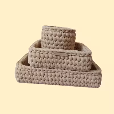 سبد تریکو قلاب بافی کد 88 مجموعه 3 عددی