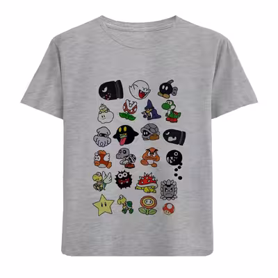 تی شرت آستین کوتاه بچگانه مدل بازی قارچ خور D361