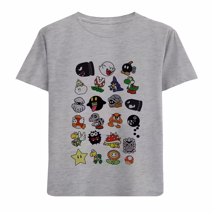 تی شرت آستین کوتاه بچگانه مدل بازی قارچ خور D361