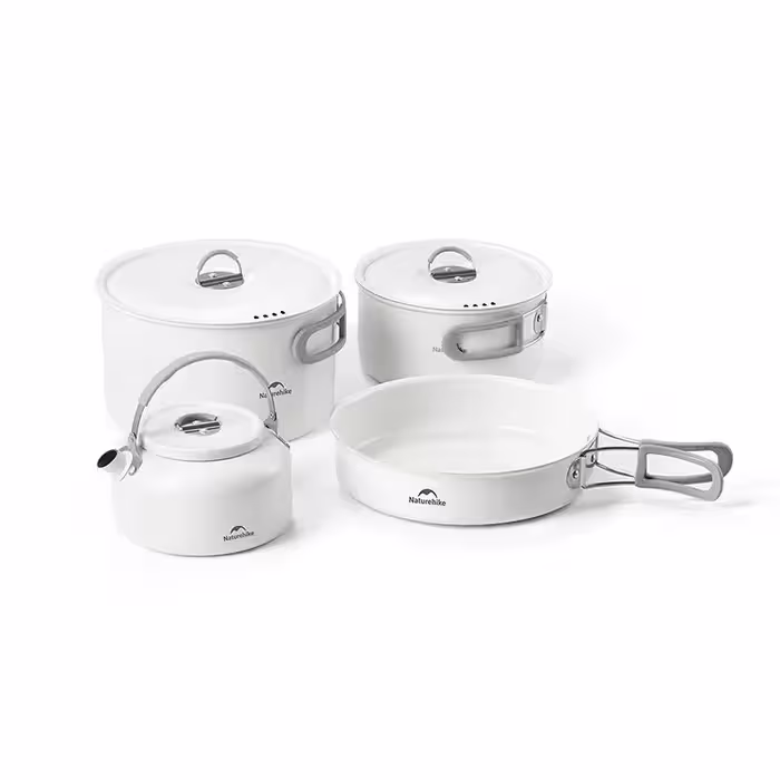 ست ظروف نیچرهایک – قابلمه، ماهیتابه، کتری سرامیکی Naturehike Ceramic Non-Stick Pot Set 4-7 People – CNK2450CF013