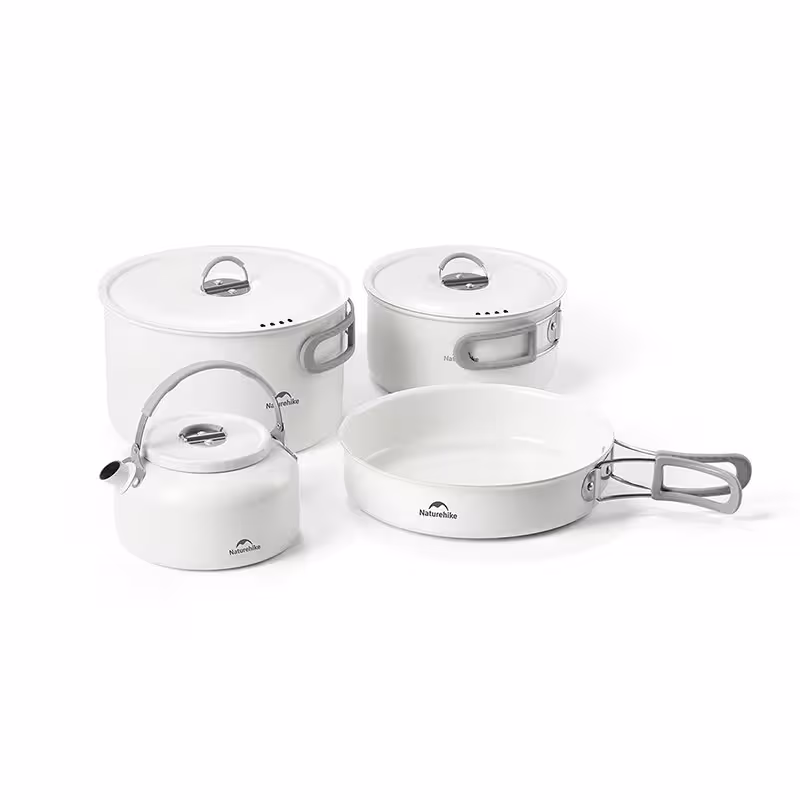 ست ظروف نیچرهایک – قابلمه، ماهیتابه، کتری سرامیکی Naturehike Ceramic Non-Stick Pot Set 4-7 People – CNK2450CF013