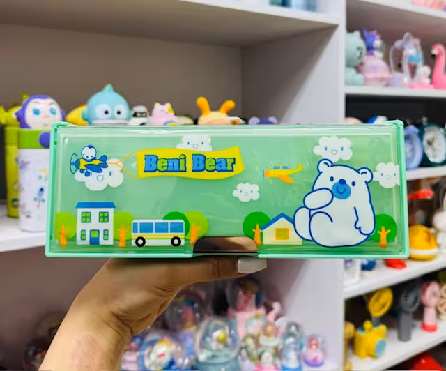 جامدادی کتابی مگنتی طرح خرس سبز