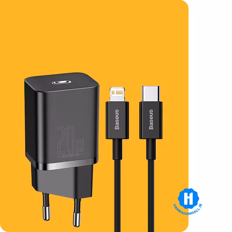 شارژر دیواری 20 وات باسئوس مدل TZCCSUP-B03 به همراه کابل شارژ لایتنینگ