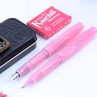 ست خودنویس ، روان نویس و کپسول کاوکو فراستد اسپرت پیتایا KAWECO Frosted sport set Blush Pitaya and cartridge ink