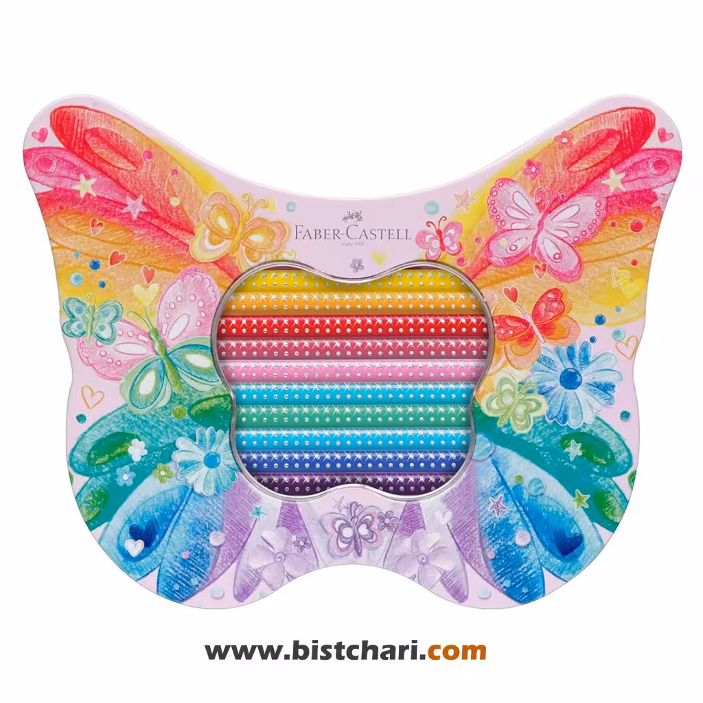 مداد رنگی 20 رنگ مدل Sparkle طرح Butterfly کد 201971 برند فابر کاستل Faber Castell