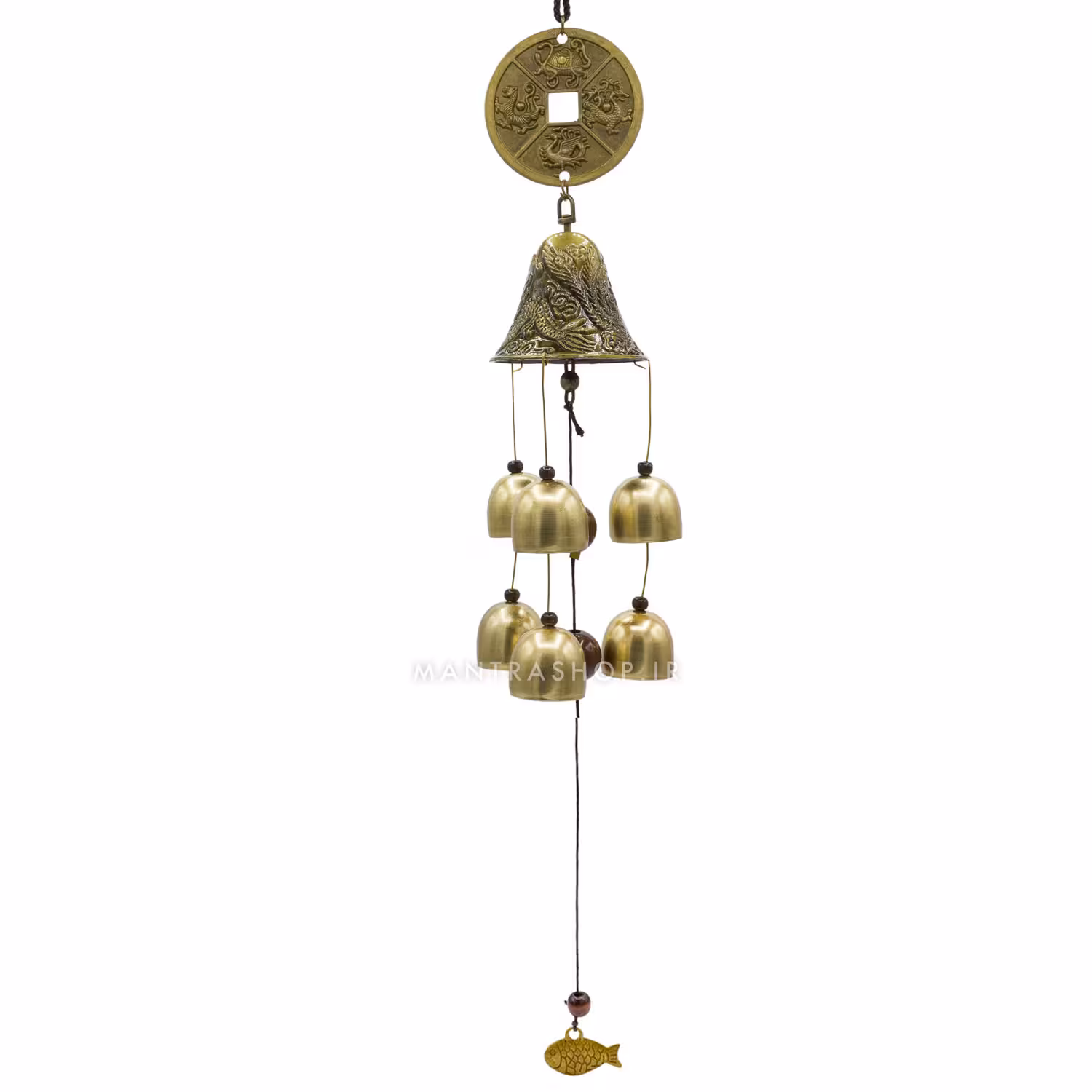 بادزنگ فنگ شویی فلزی شش زنگوله مدل سکه شانس کد 300