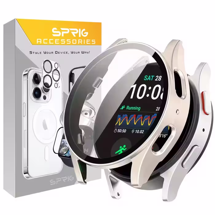 کاور اسپریگ مدل PC Guard Bump مناسب برای ساعت هوشمند سامسونگ Galaxy Watch 7 44mm به همراه محافظ صفحه نمایش | کالا برتری