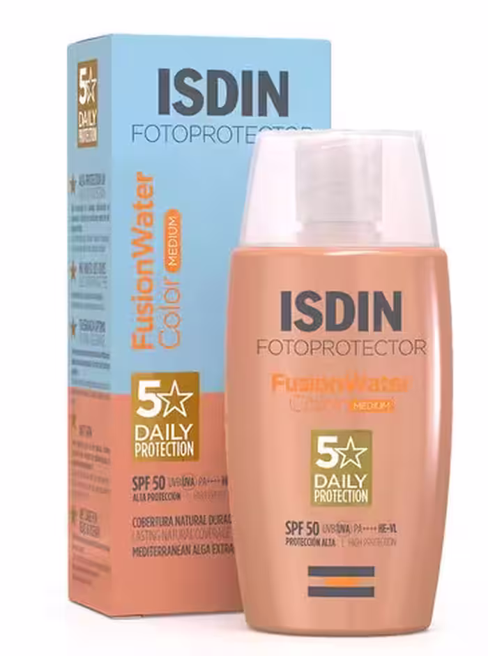 ضد آفتاب ایزدین Isdin فیوژن واتر رنگی مدل مدیوم Medium حجم 50 میل