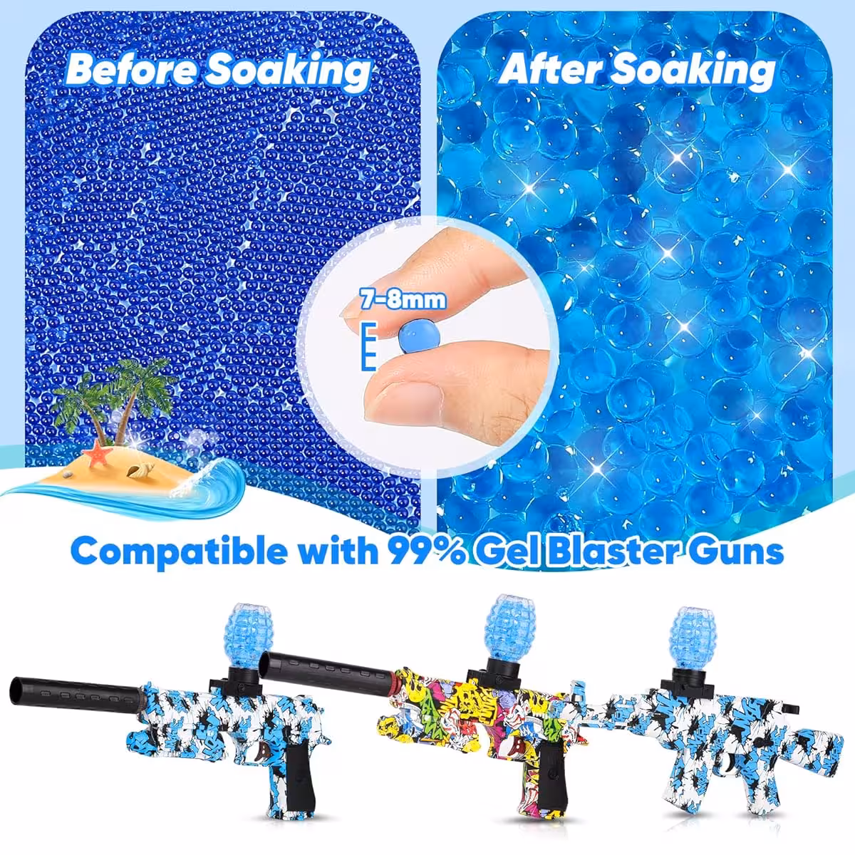 تیر ژله ای سایز 7_8 میل تفنگ اسباب بازی آبی رنگ