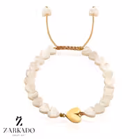 دستبند سنگ صدف طرح ونکلیف با پلاک قلب طلا