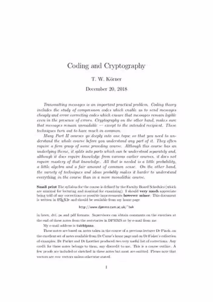 خرید و دانلود نسخه کامل کتاب Coding and Cryptography