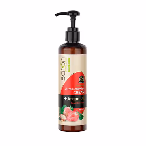 کرم مرطوب کننده آرگان و توت فرنگی شون|Schon Argan Oil & Shea Butter & Strawberry Extract Moisturizing Cream