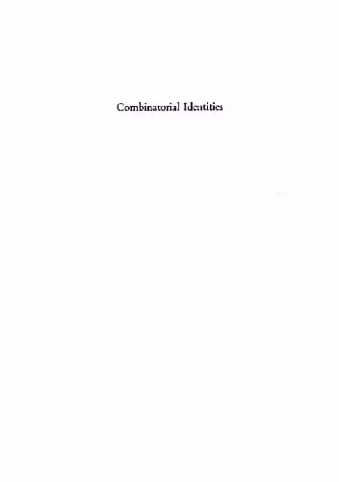 خرید و دانلود نسخه کامل کتاب Combinatorial Identities