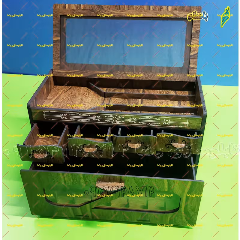 استند جعبه لوازم خیاطی جعبه عروس مناسب جهیزیه طرح چوبی مدل کشویی کد 622  (اقساطی)