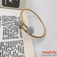 بنگل اسپرت استیل 316 مدل  گوی نگین طلایی کد DSB18614W