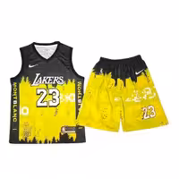 پیراهن شورت بسکتبالی لس آنجلس لیکرز زرد مشکی 2026