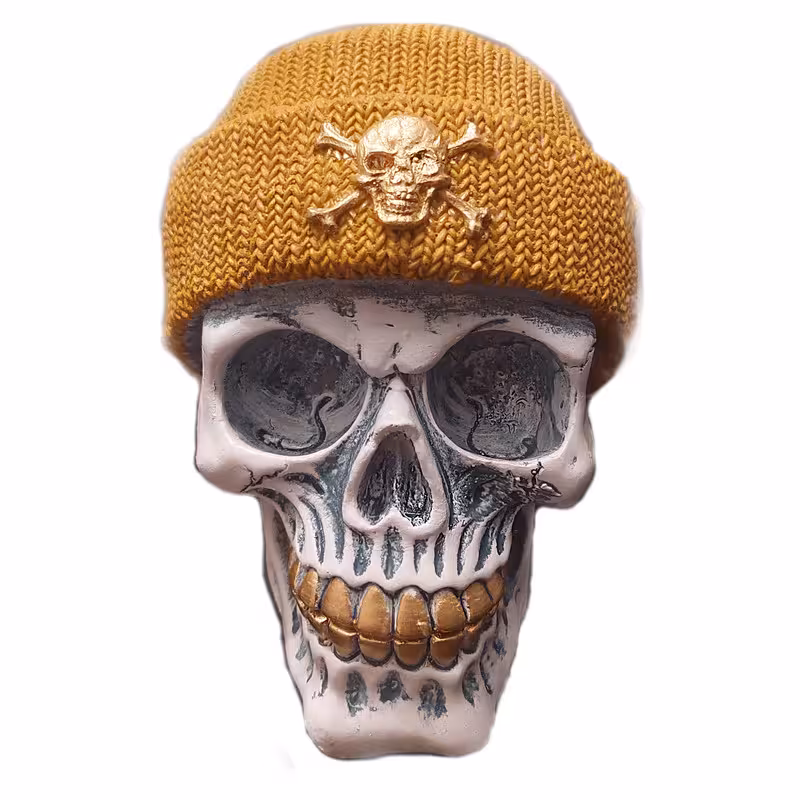 مجسمه جمجمه کلاه بافتنی