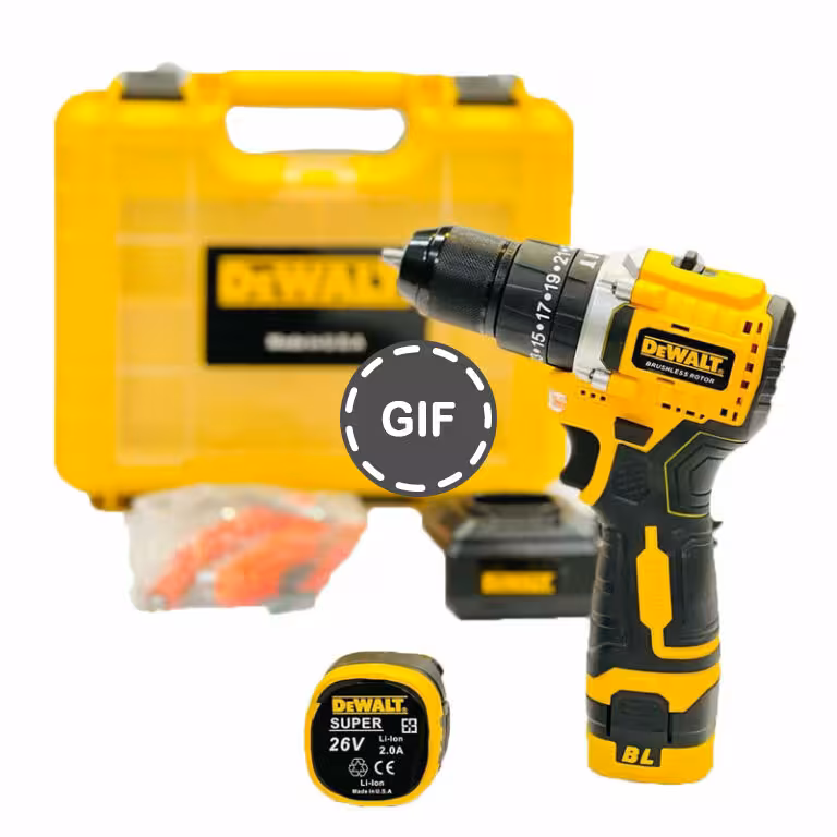 دریل شارژی پیچ گوشتی شارژی براشلس چکشی 26 ولت طرح دیوالت مدل 26V