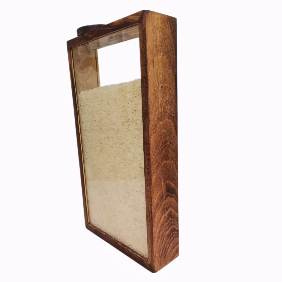 بانکه حبوبات چوب و شیشه کتابی سایز 3