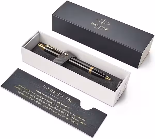 خودکار پارکر آی ام لاک مشکی گیره طلا – Parker IM Black Lacquer Gold Trim Ballpoint Pen